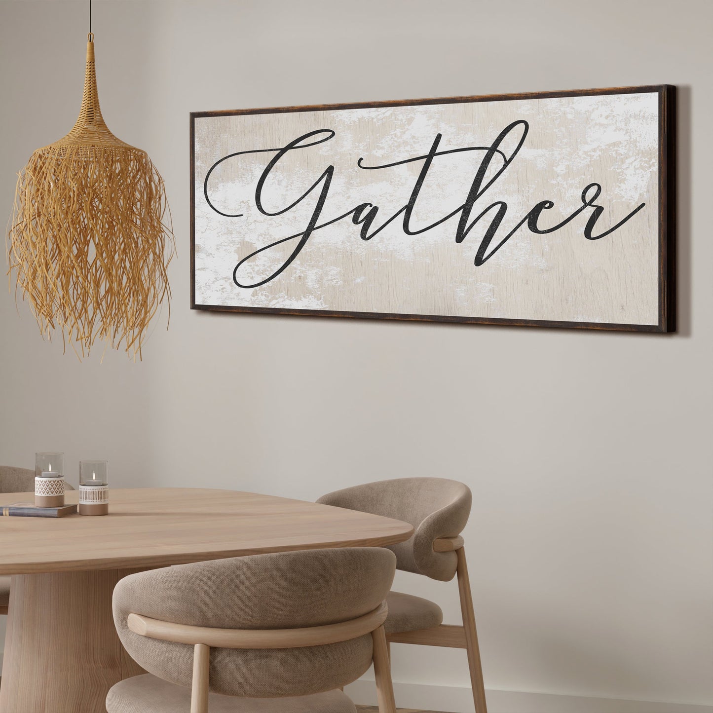Gather Canvas Sign Wall Art - Neutral Tones