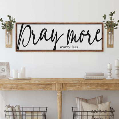 Pray More Worry Less faith canvas wall art IV — refined neutral tone Christian decor