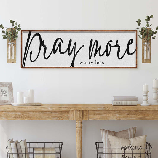 Pray More Worry Less faith canvas wall art IV — refined neutral tone Christian decor