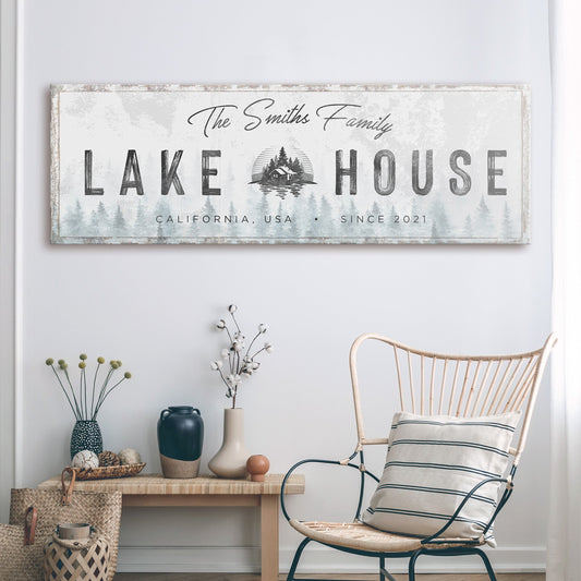 Personalized Family Lake House Canvas Sign Wall Art