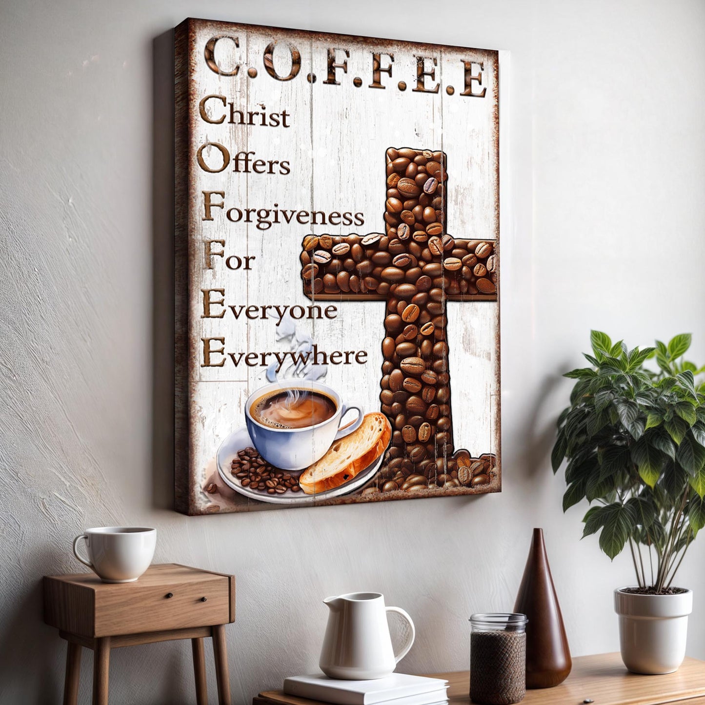 C.O.F.F.E.E Faith Sign Canvas Wall Art V