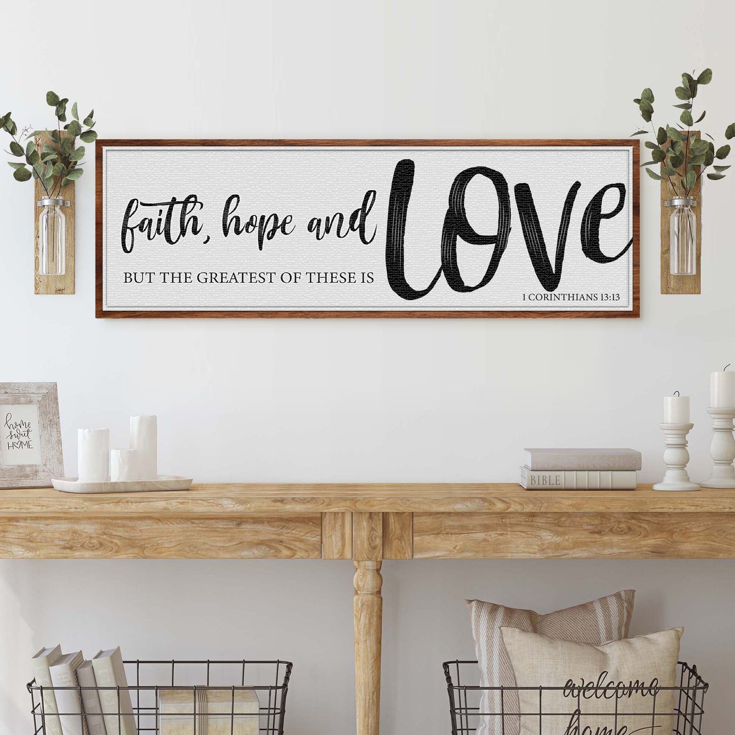 1 Corinthians 13:13 faith hope love canvas sign II, Christian wall art
