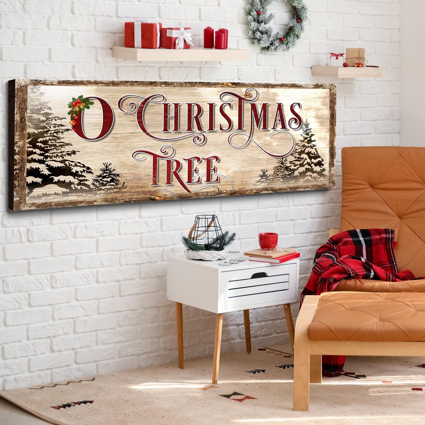 O Christmas Tree Canvas Wall Sign - Holiday Art