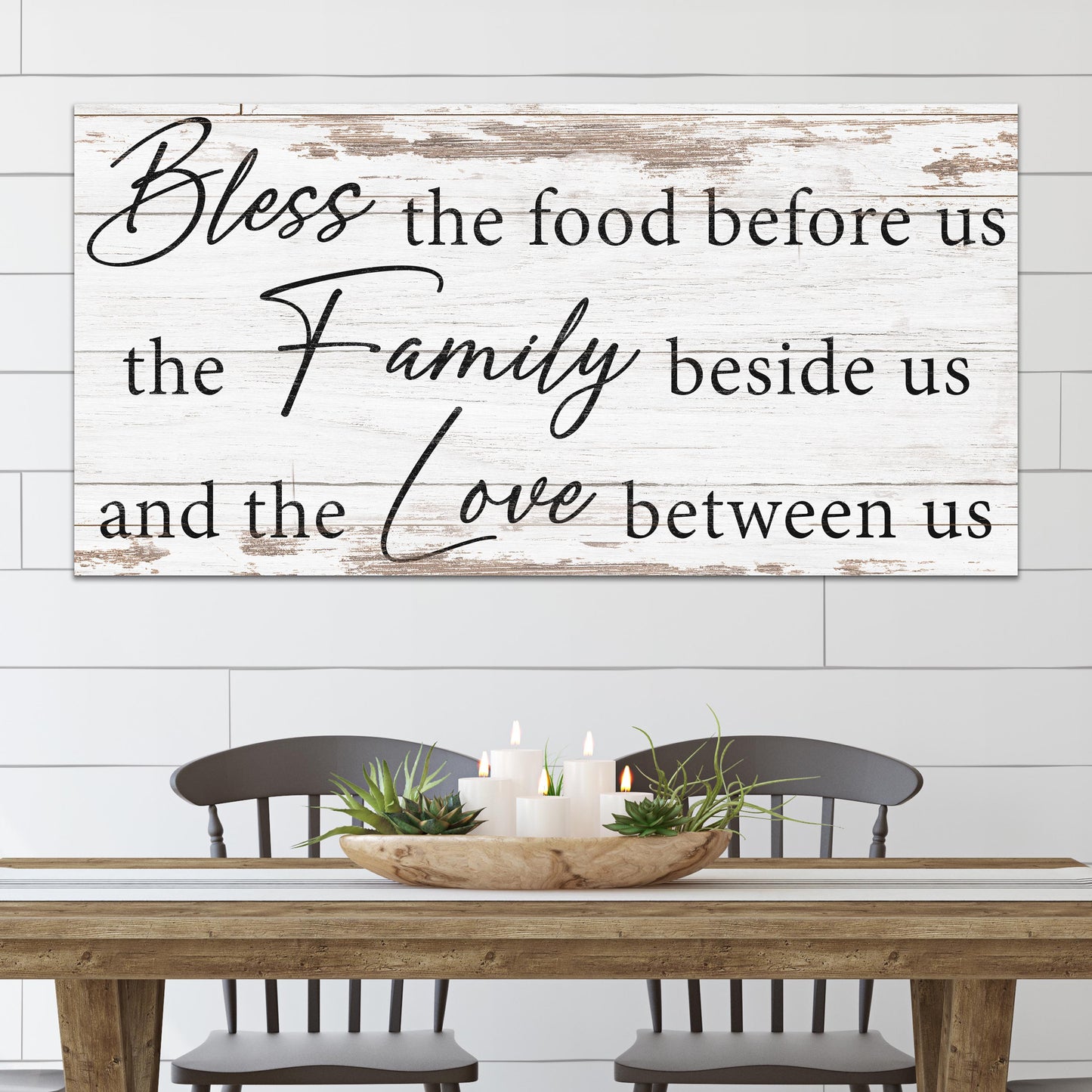 Bless the Food Family and Love Canvas Wall Art