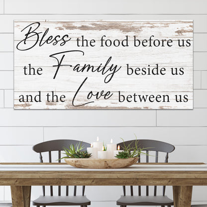 Bless the Food White Wood-Look canvas shown in a styled room setting, view 3