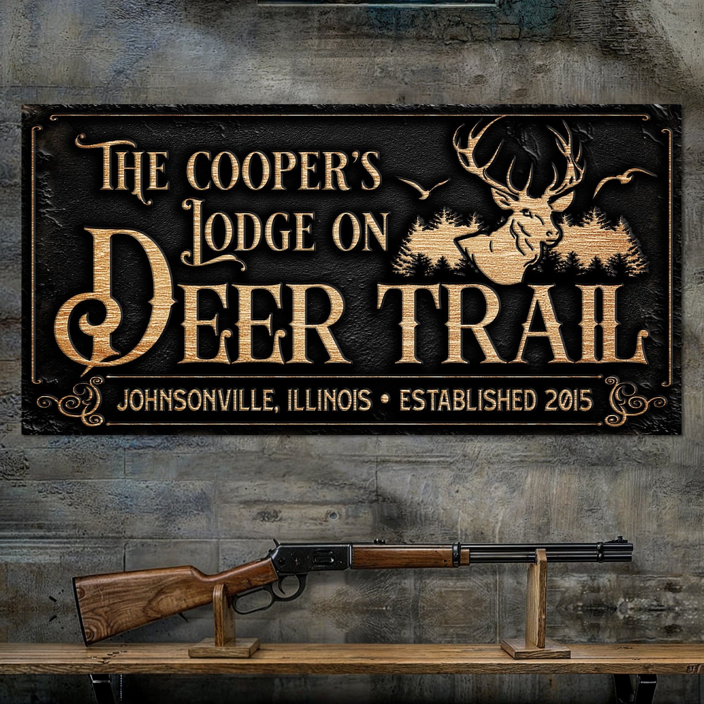 Hunting Lodge Sign Canvas Wall Art