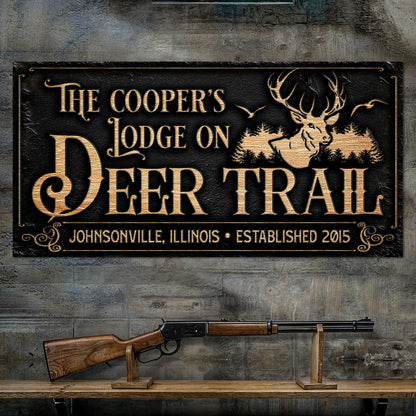 Hunting Lodge Sign Canvas Wall Art