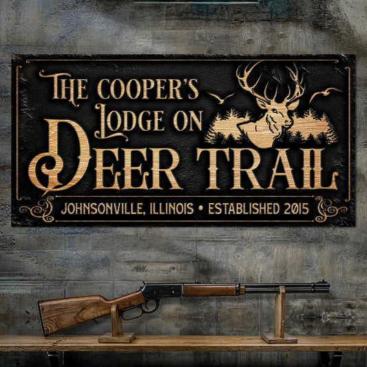 Hunting Lodge Sign Canvas Wall Art