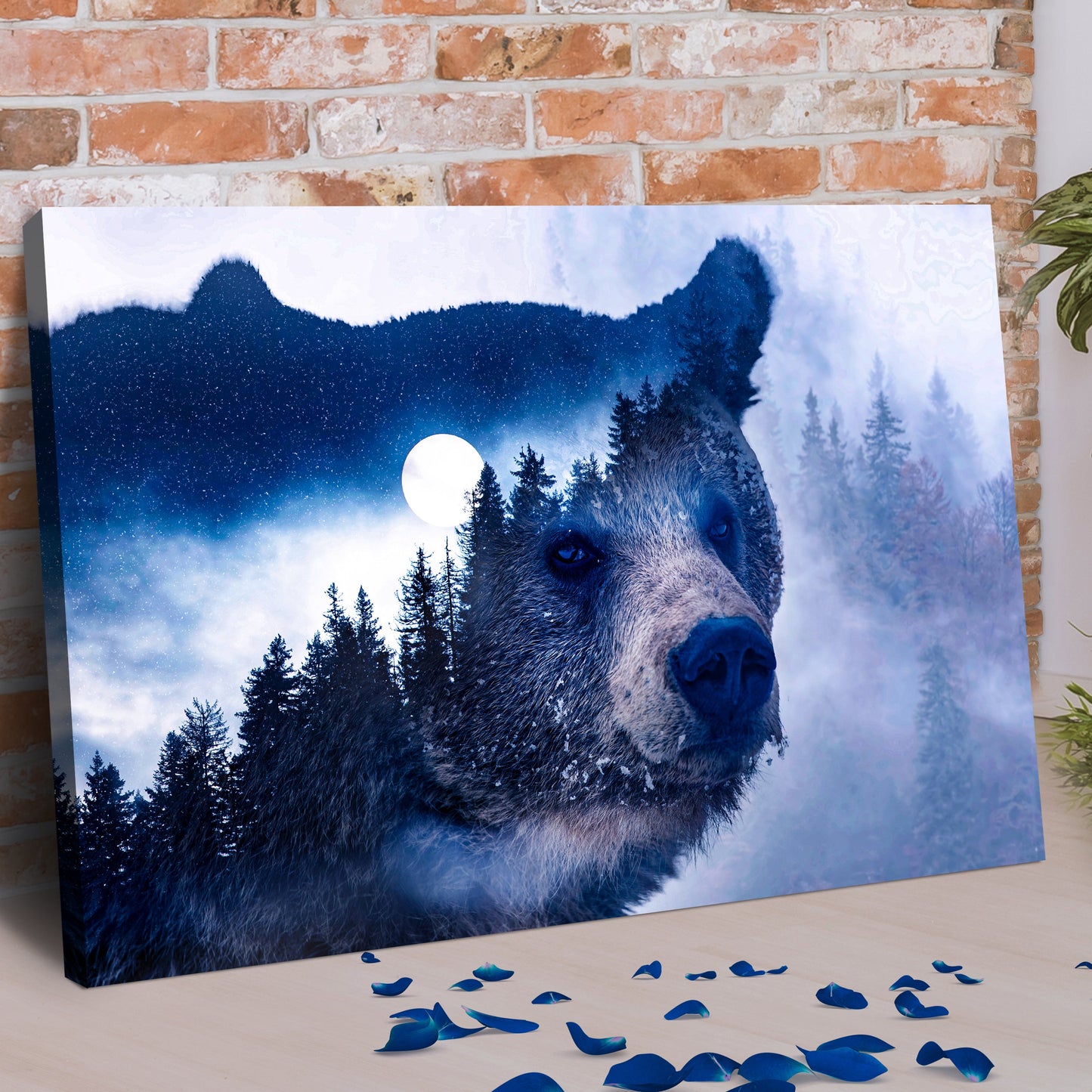 Forest Bear Illustration Canvas Wall Art