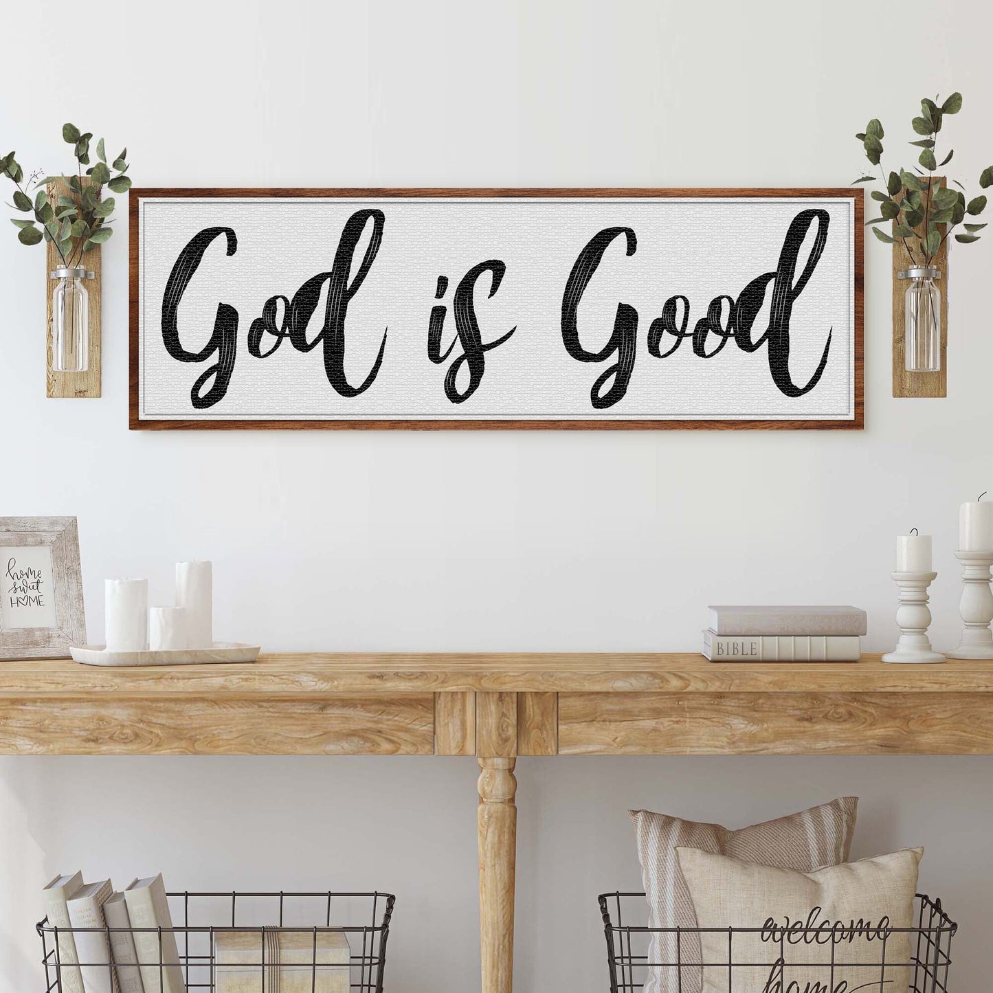 God Is Good faith canvas sign style III for Christian home and entryway decor