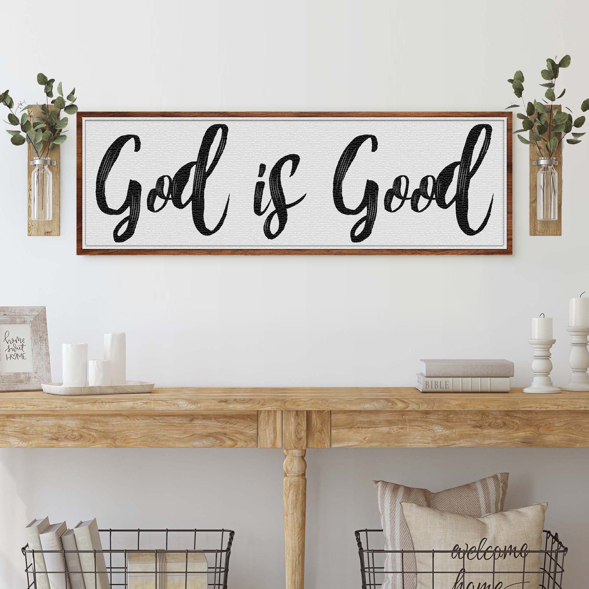 God Is Good faith canvas sign style III for Christian home and entryway decor