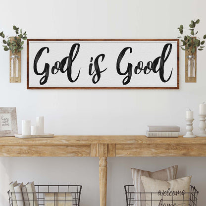God Is Good faith canvas sign style III for Christian home and entryway decor