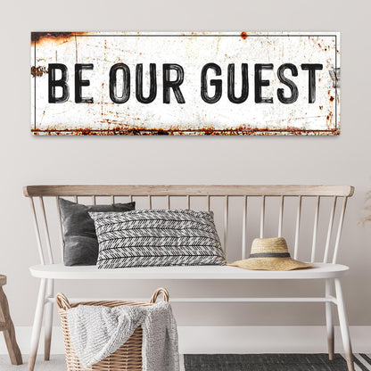 Be Our Guest rustic calligraphy welcome sign canvas wall art