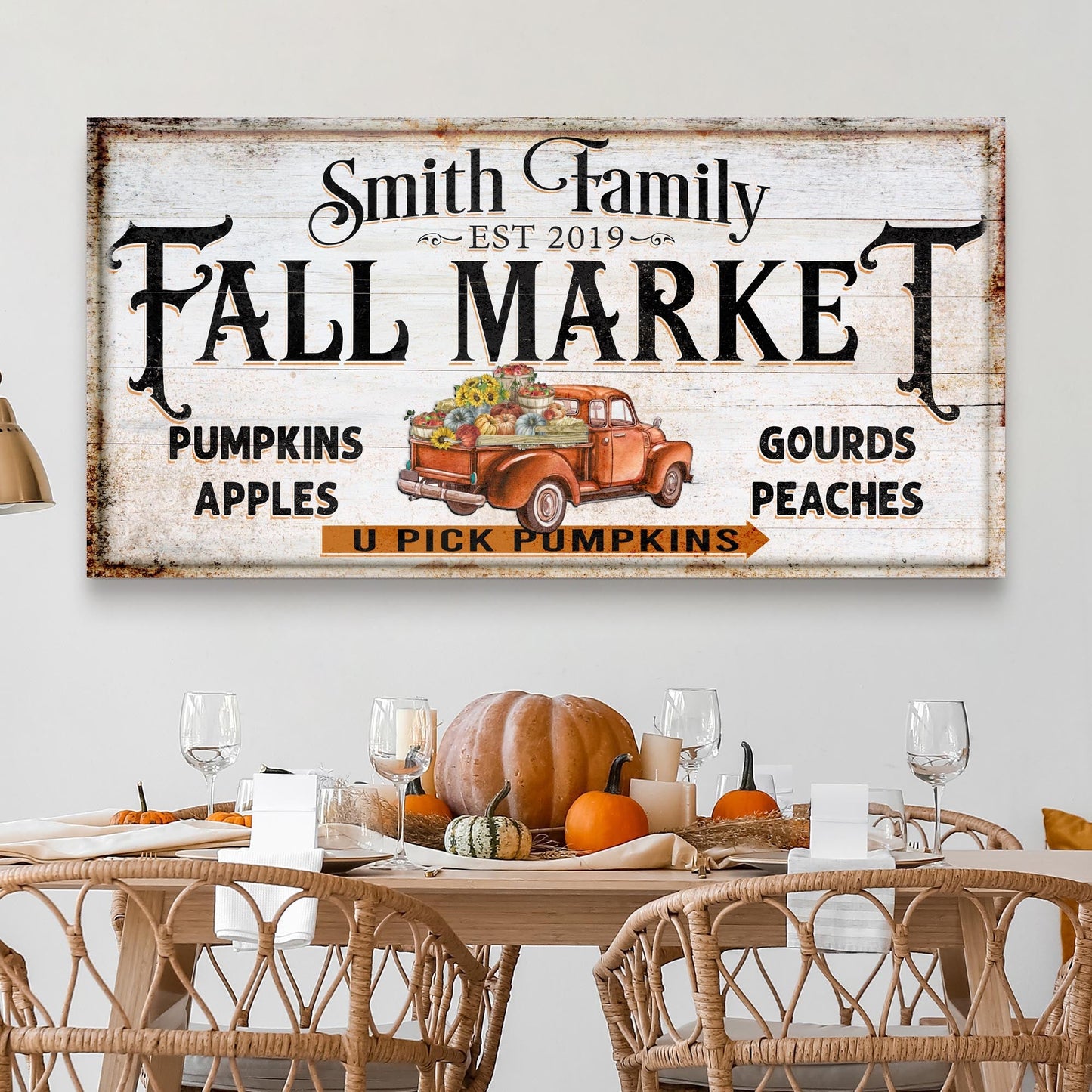 Fall Market Pumpkin Patch Canvas Wall Art Sign