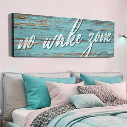 No Wake Zone lake life canvas wall art sign for cabins