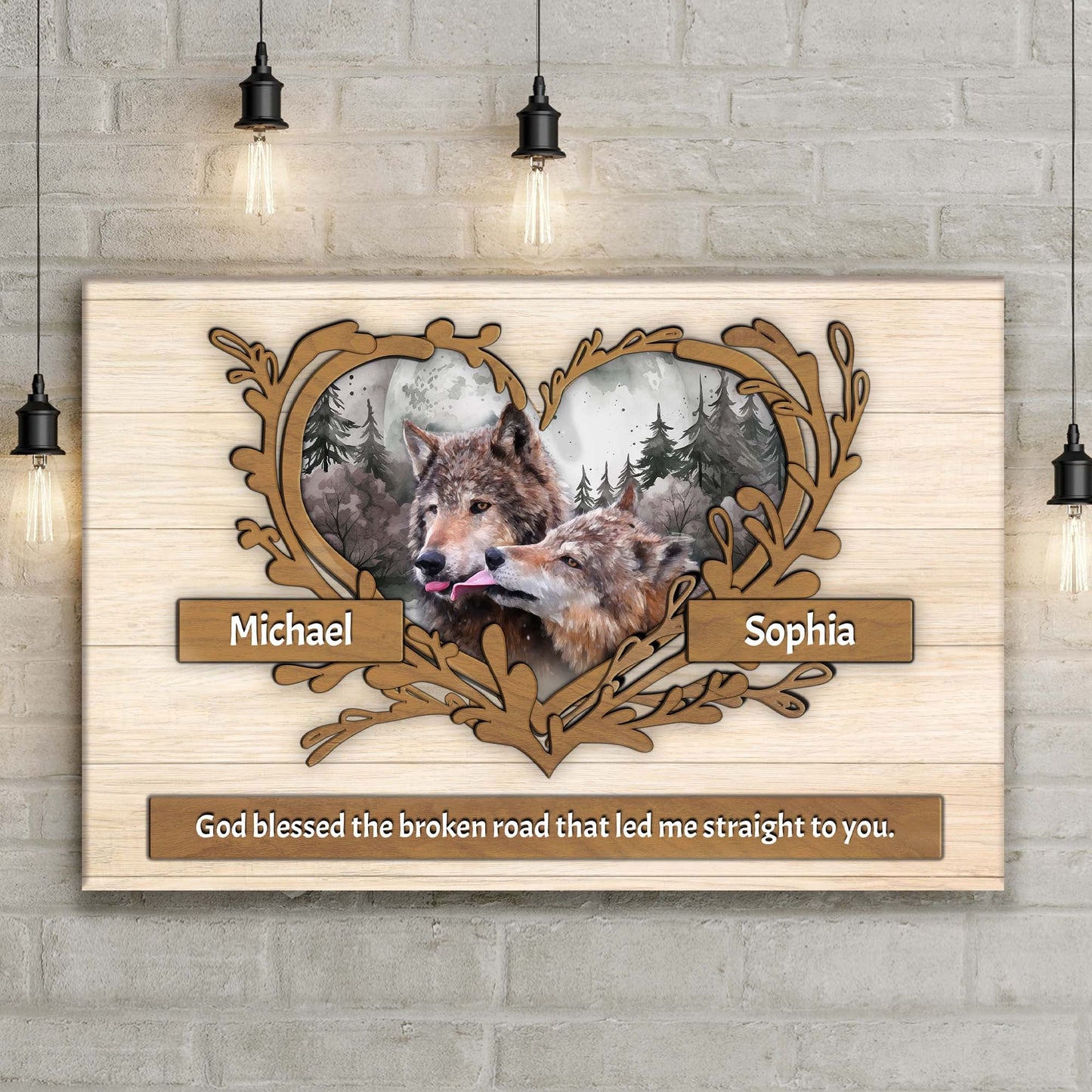 Couple wolves canvas wall art II two wolves wildlife painting