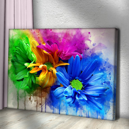 Watercolor Daisies Floral Canvas Wall Art