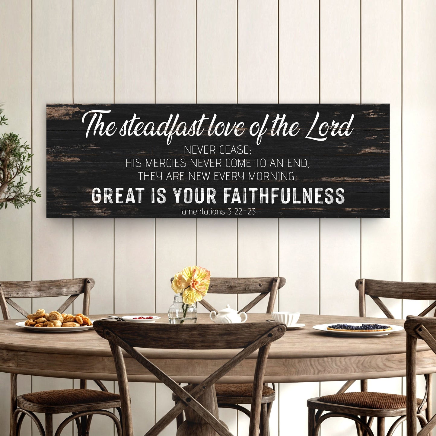 Steadfast Love of the Lord Lamentations 3:22-23 faith canvas tall format, gallery-wrapped