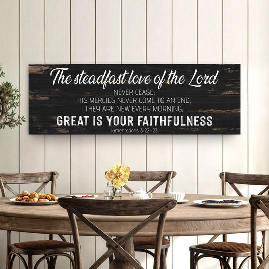 Steadfast Love of the Lord Lamentations 3:22-23 faith canvas tall format, gallery-wrapped