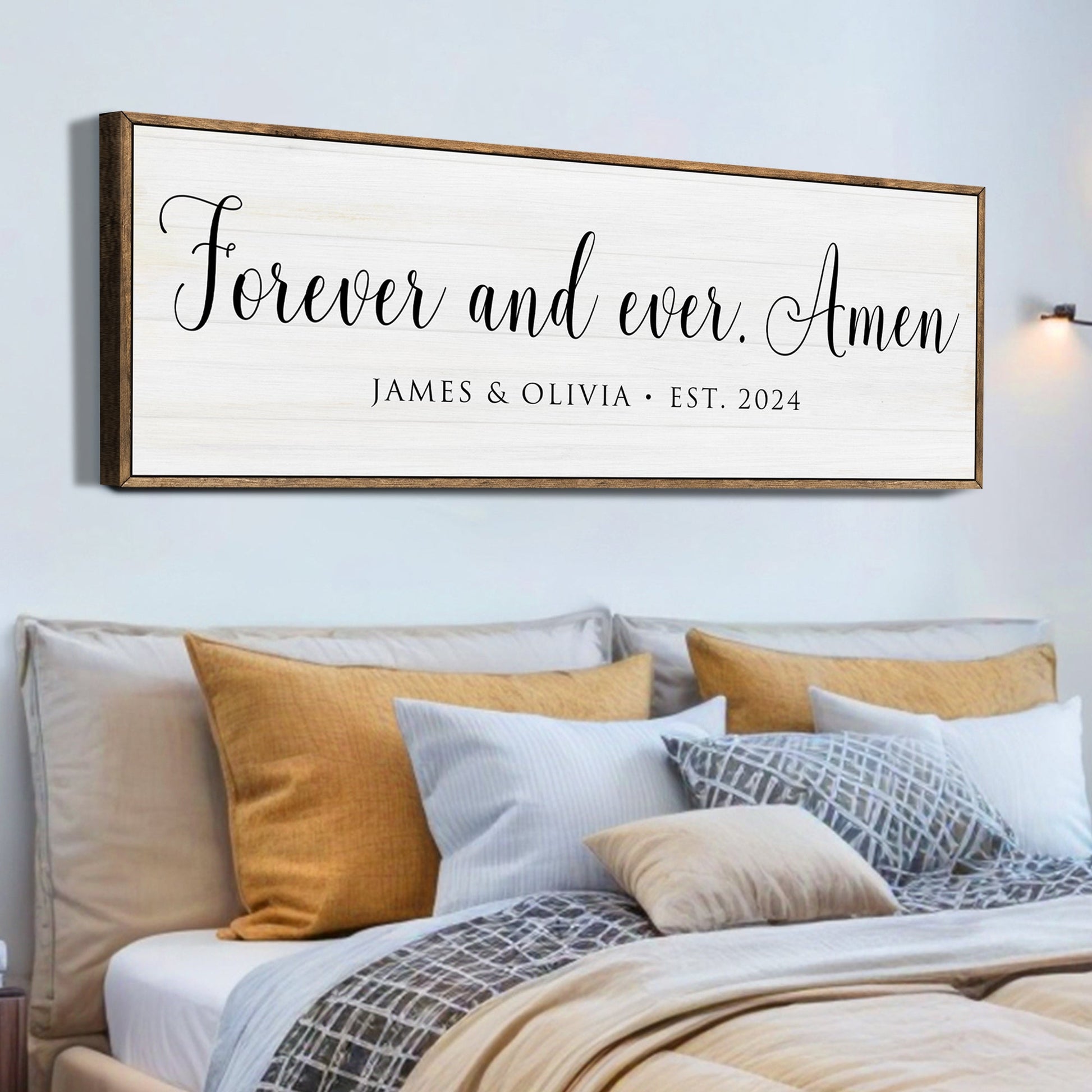 Forever and Ever Amen faith canvas sign with elegant lettering, made in the USA