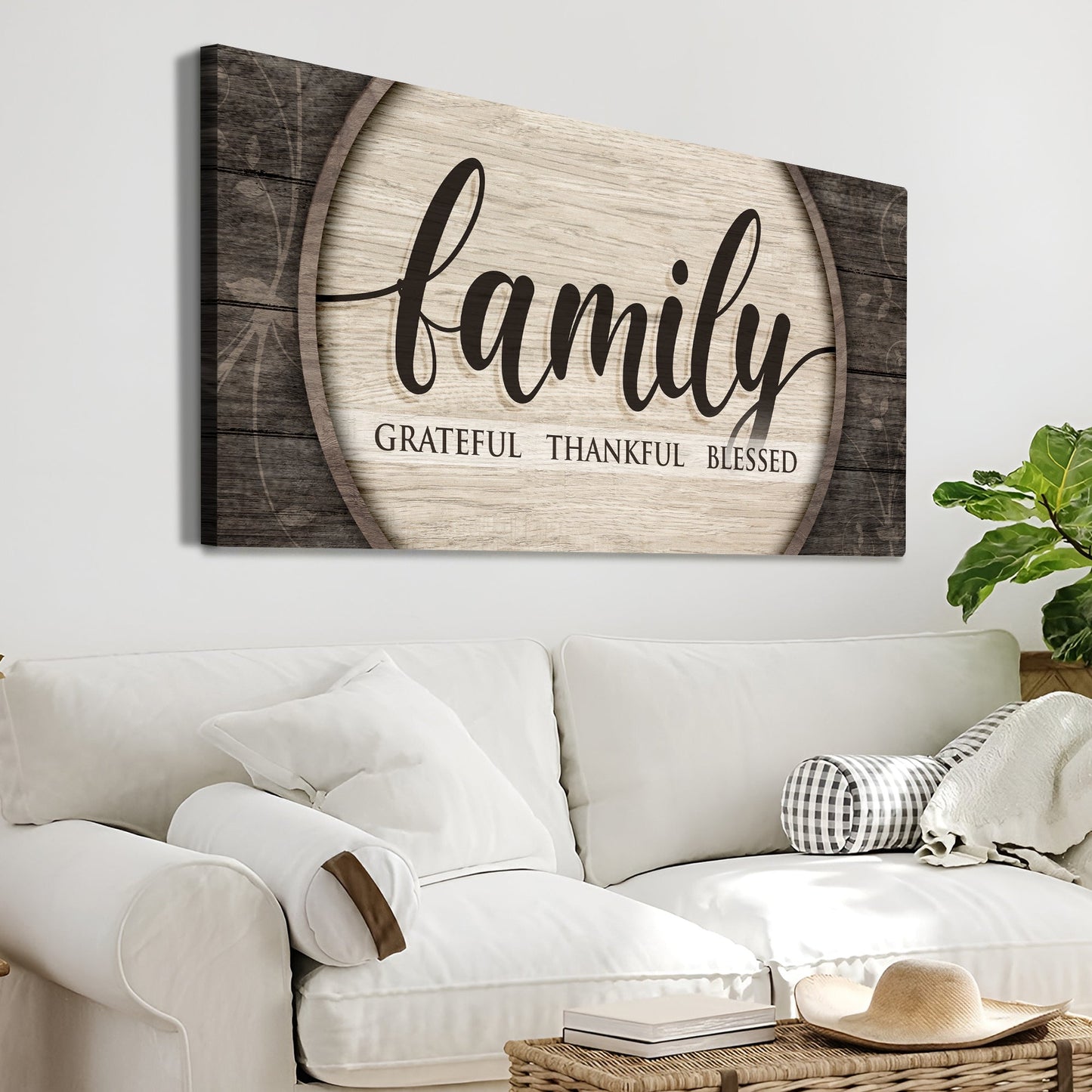 Grateful Thankful Blessed Canvas Wall Art