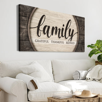 Family Light Wood Circle canvas shown in a styled room setting, view 3