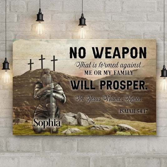 Isaiah 54:17 no weapon formed scripture canvas wall art