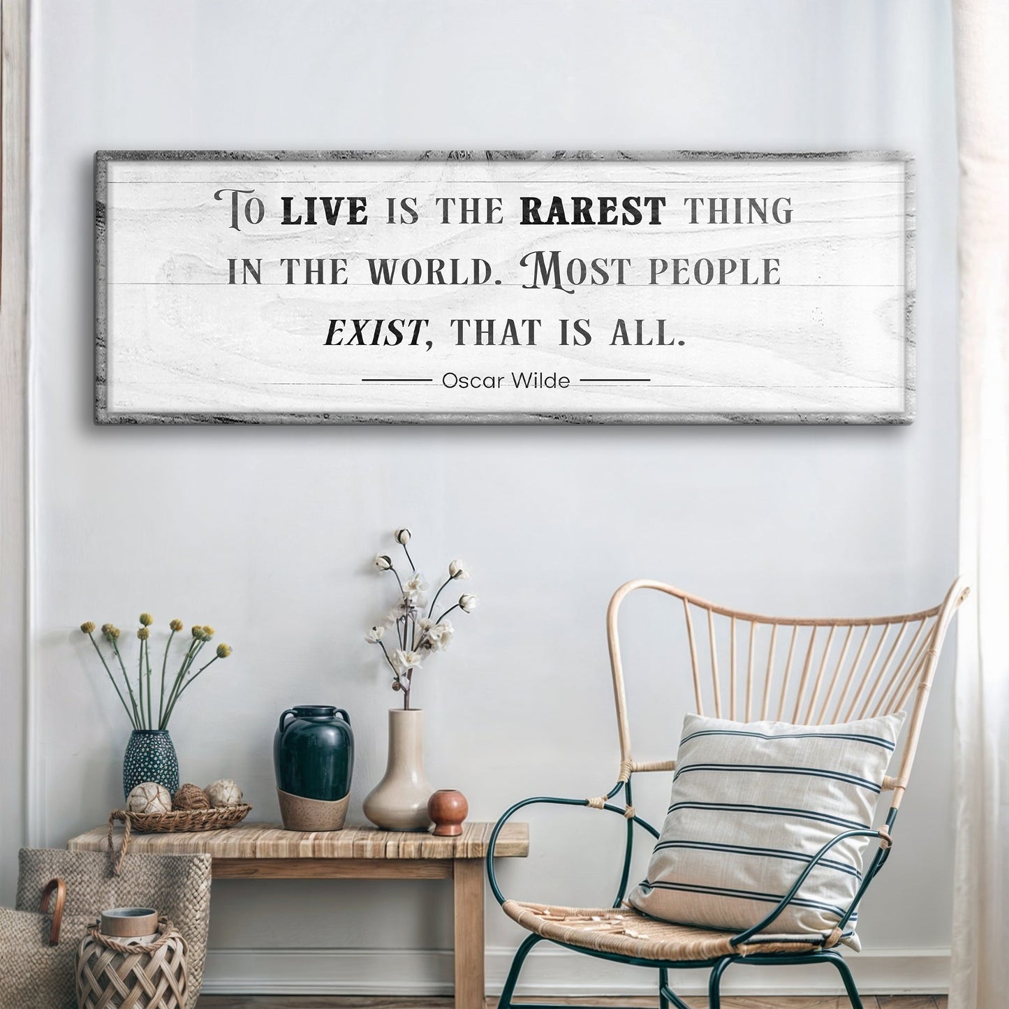 To Live Is the Rarest Thing farmhouse canvas sign - inspirational quote wall art