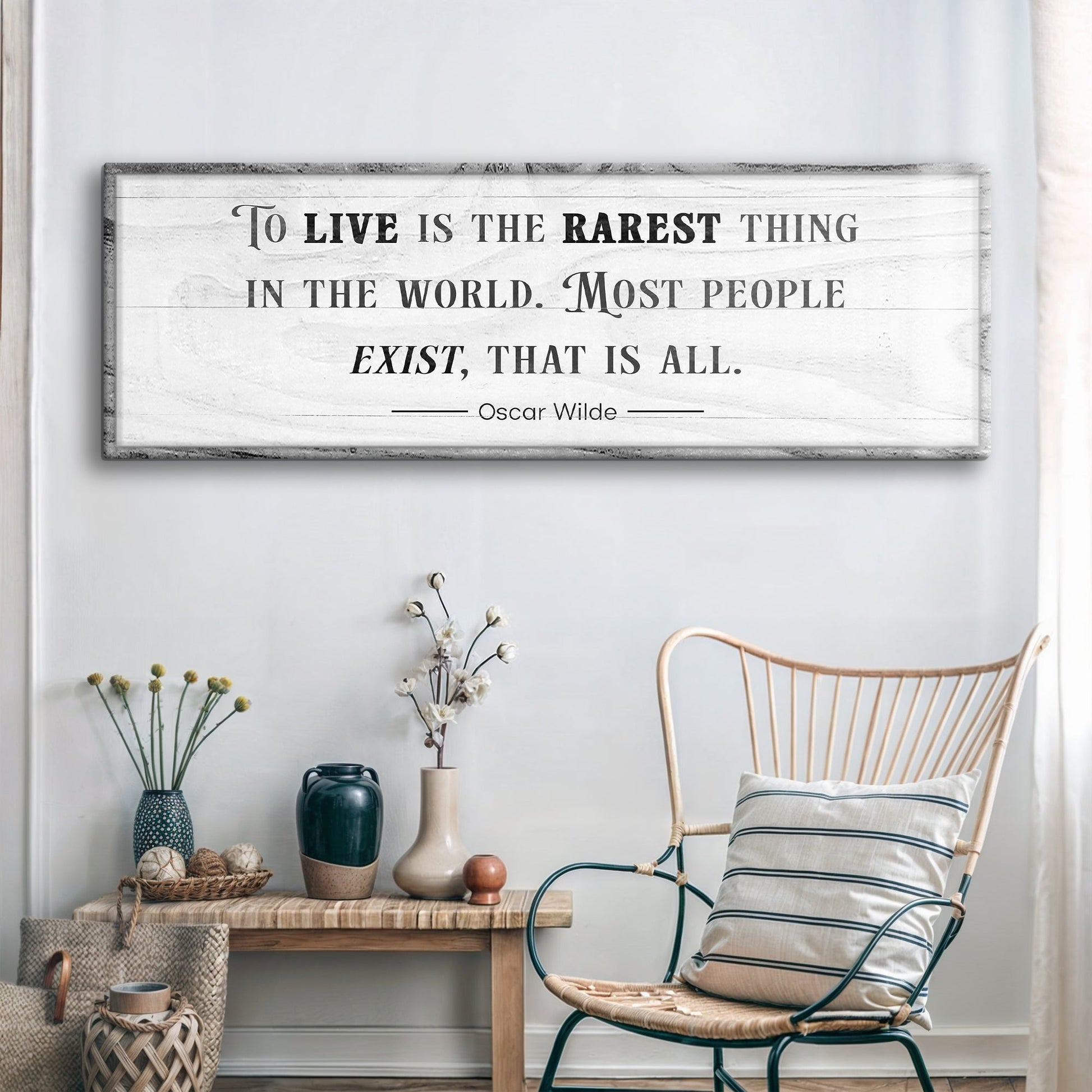 To Live Is the Rarest Thing farmhouse canvas sign - inspirational quote wall art
