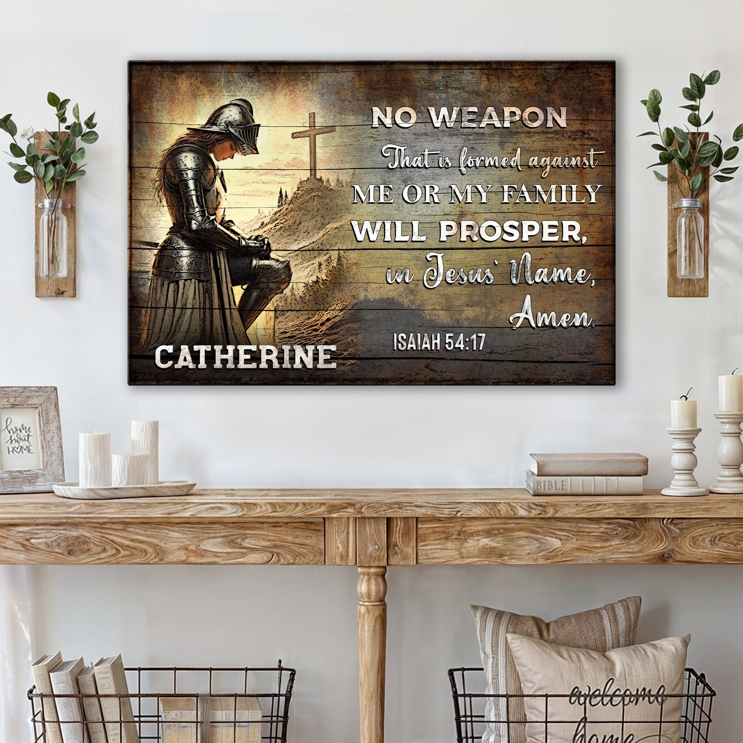 Isaiah 54:17 No Weapon Shall Prosper Scripture Canvas