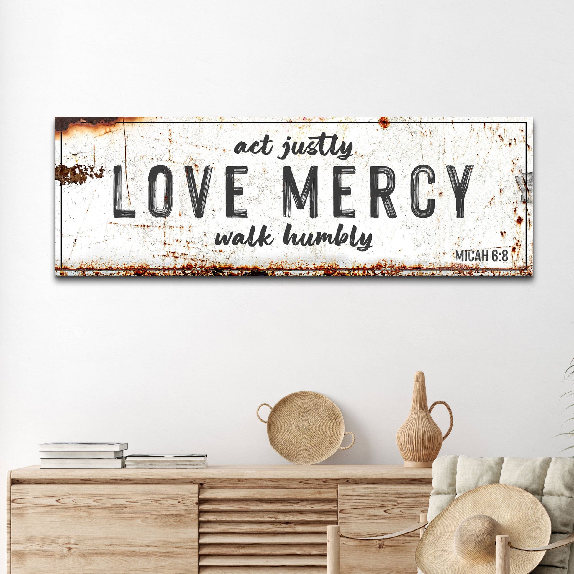 Act justly love mercy walk humbly faith sign canvas