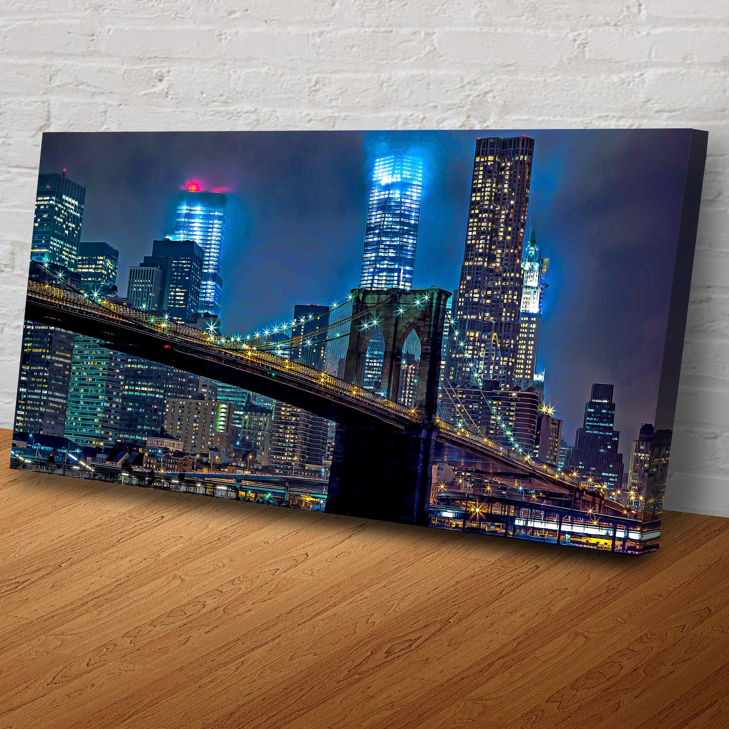 Brooklyn Bridge Night Canvas Wall Art NYC Cityscape