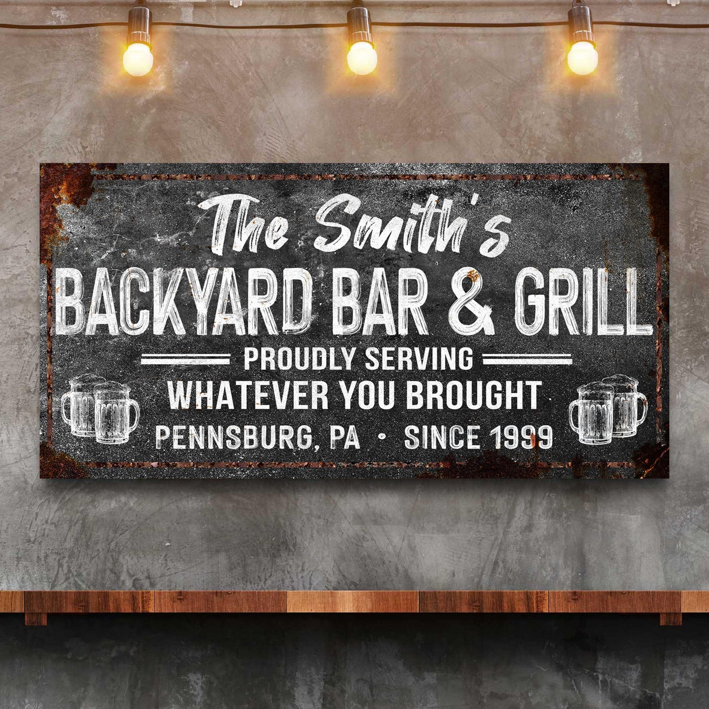 Backyard Bar and Grill Canvas Sign Deck Decor