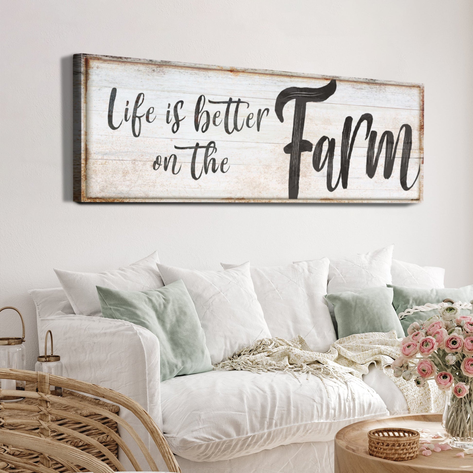 Life Is Better on the Farm country canvas sign VIII with rustic typography for farmhouse rooms