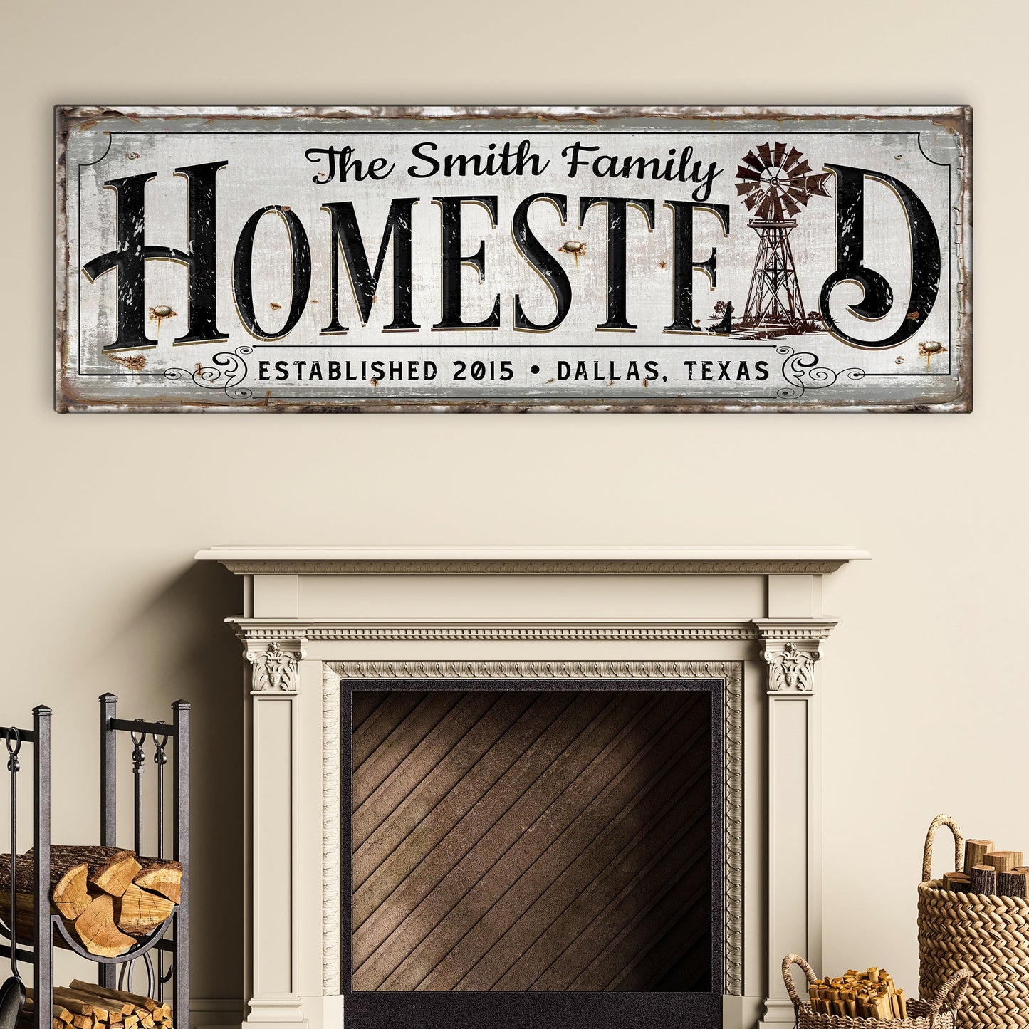 Vintage Rust Homestead Canvas Sign