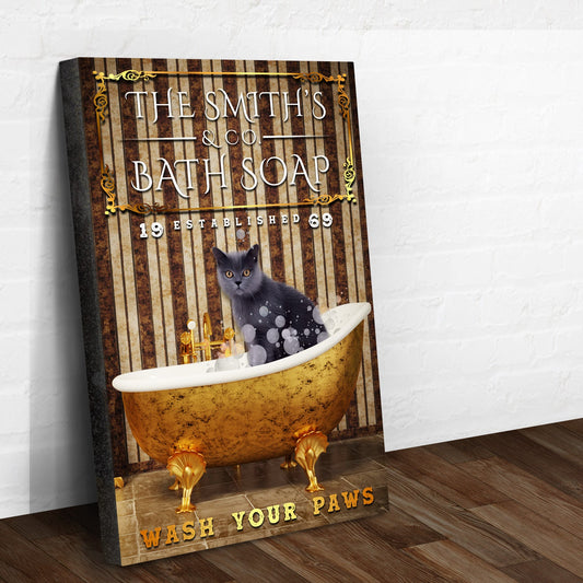 Wash Your Paws funny pet bathroom canvas sign with rustic dog-lover lettering