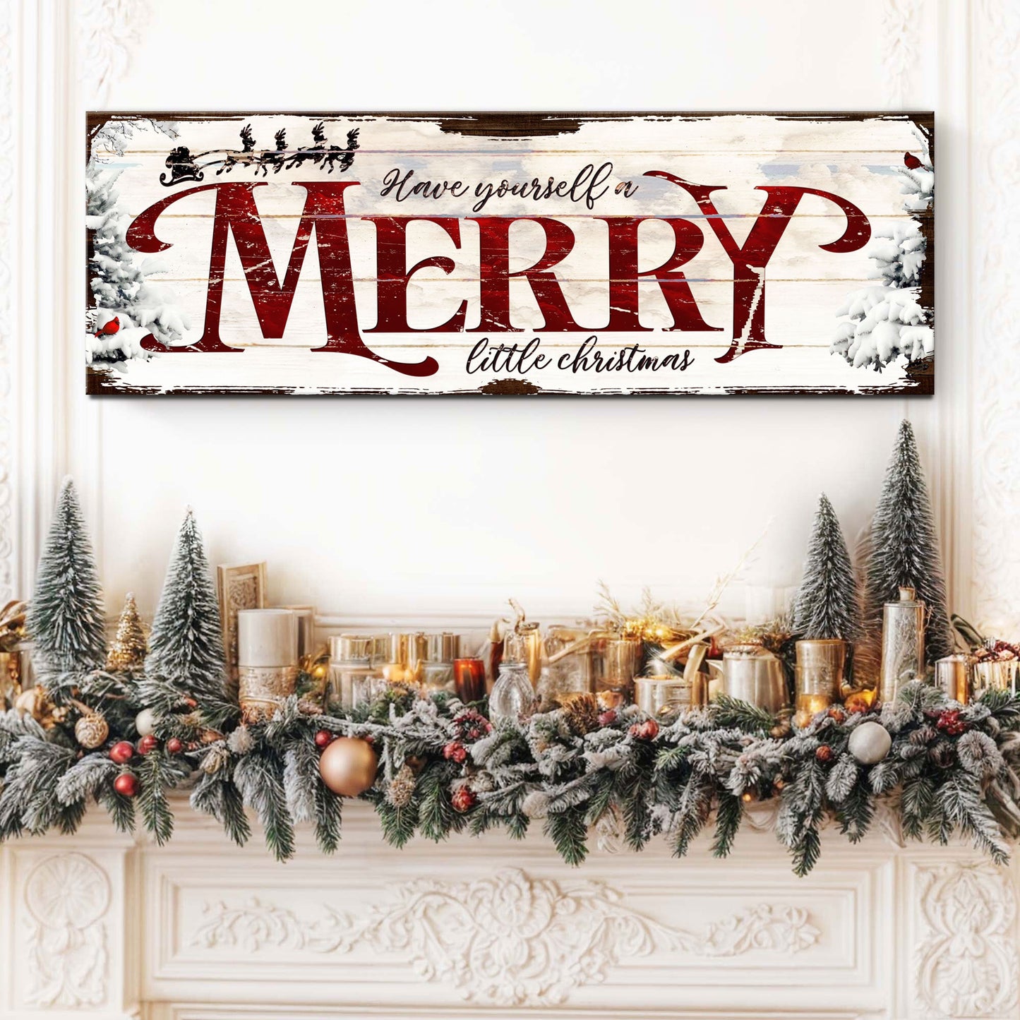 Have yourself a merry little Christmas canvas wall art VIII with classic holiday design