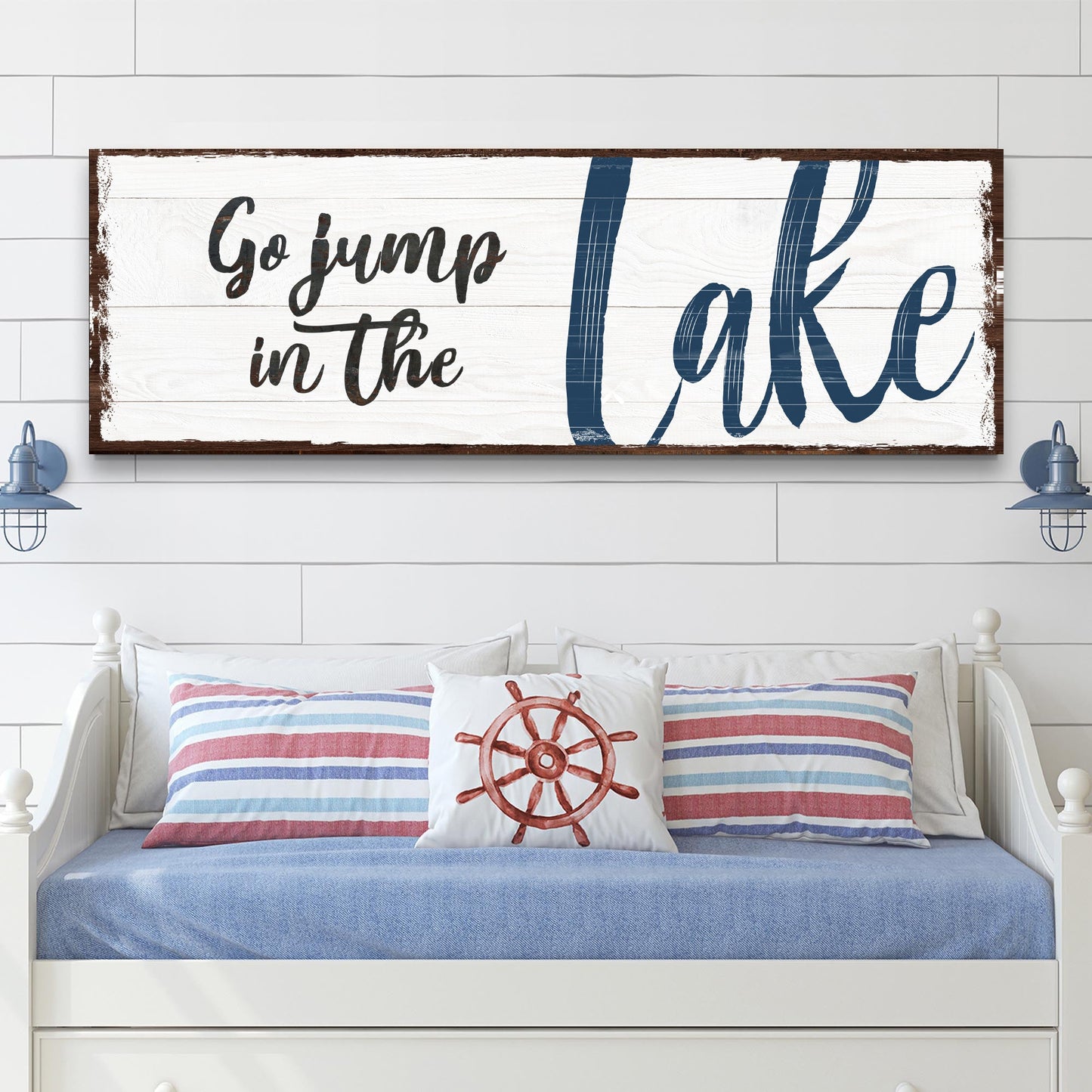 Go Jump in the Lake Canvas Wall Art Sign
