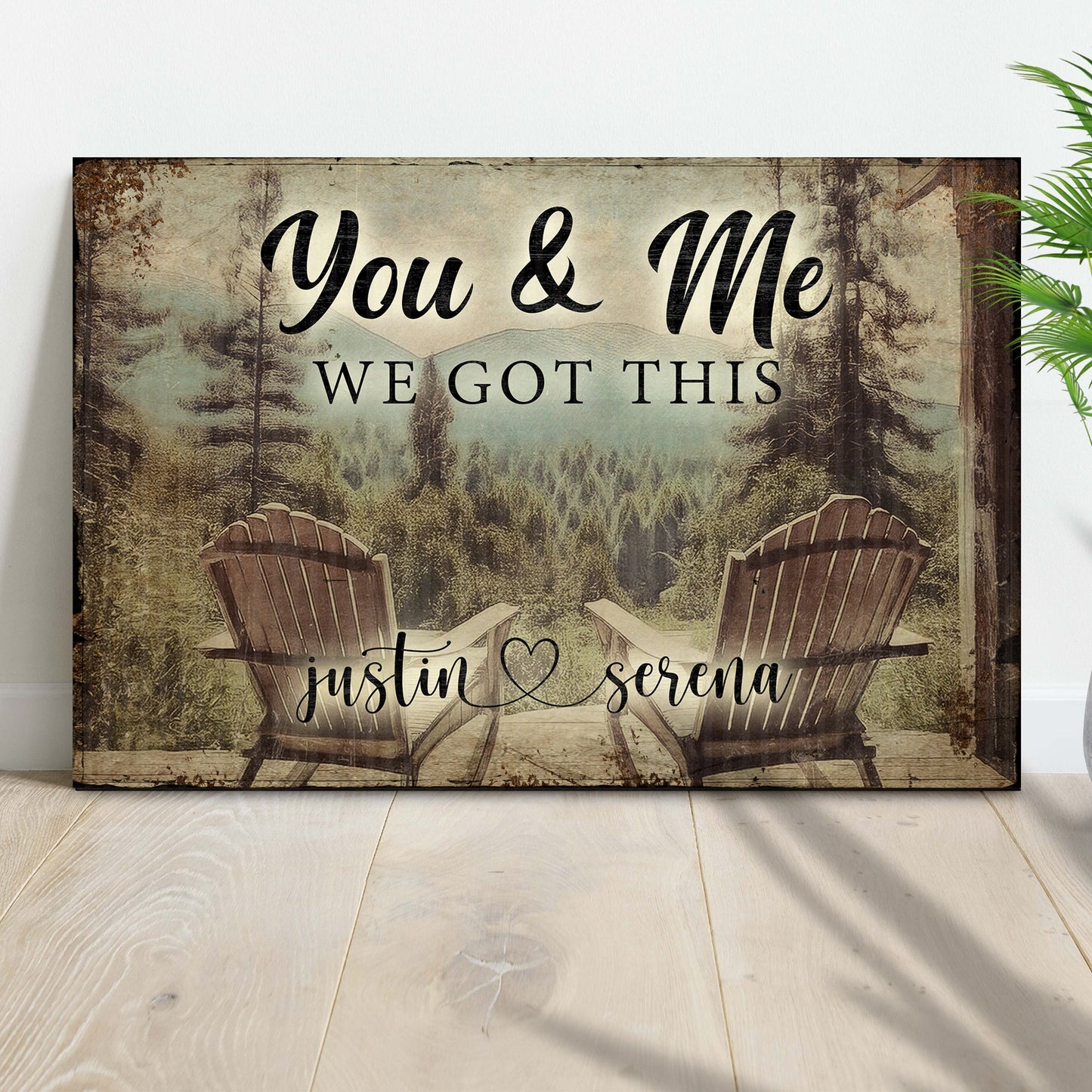 Cabin Forest Couple Canvas Wall Art