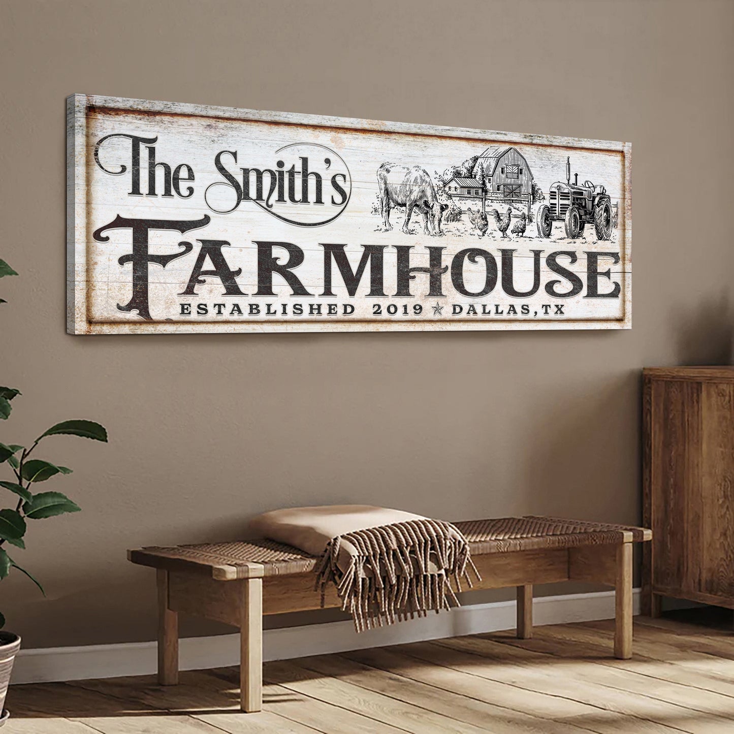 Vintage Rust Farmhouse Canvas Sign II