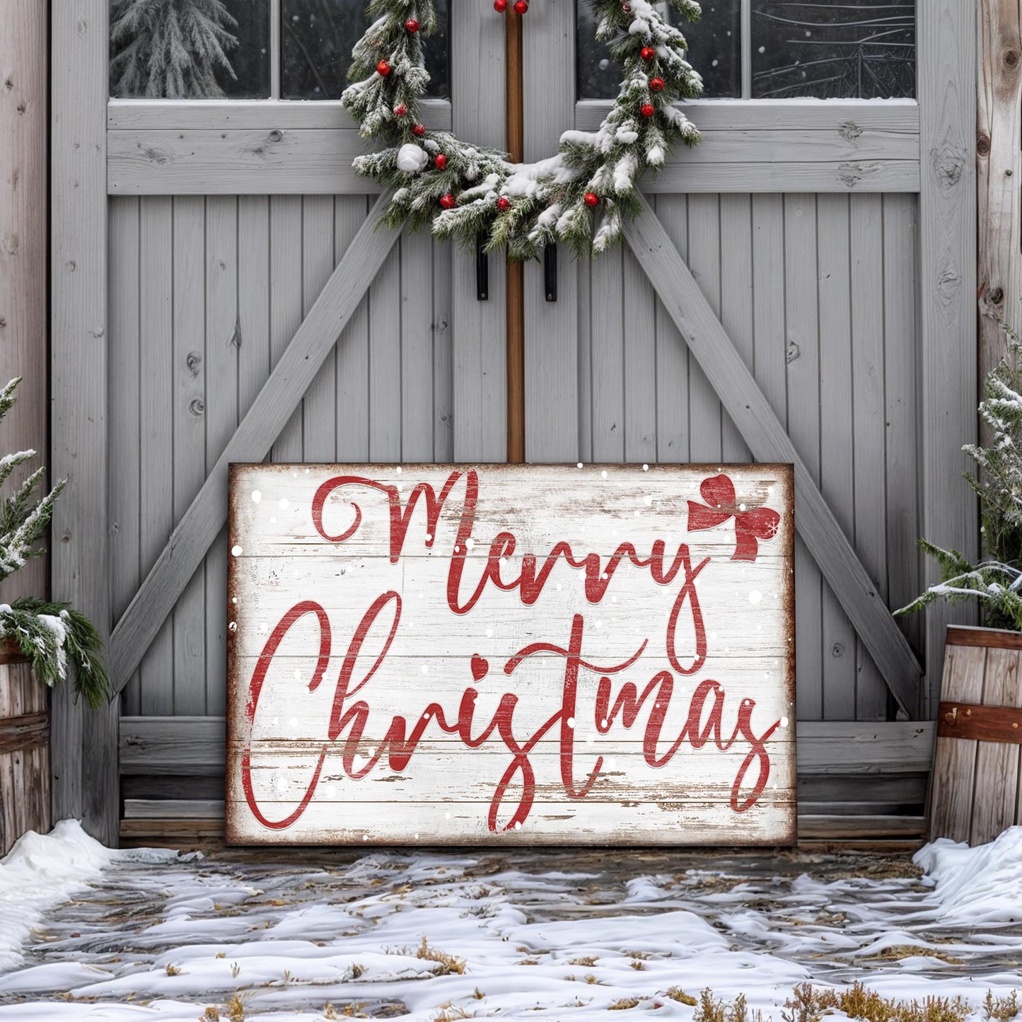 Merry Christmas canvas wall art sign — festive holiday typography gallery wrapped