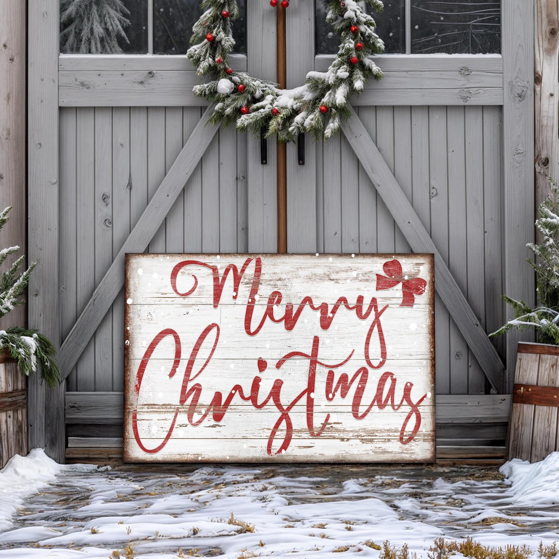 Merry Christmas canvas wall art sign — festive holiday typography gallery wrapped