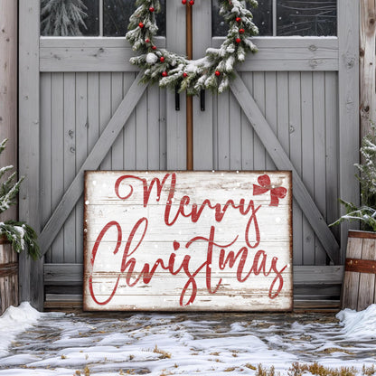 Merry Christmas canvas wall art sign — festive holiday typography gallery wrapped