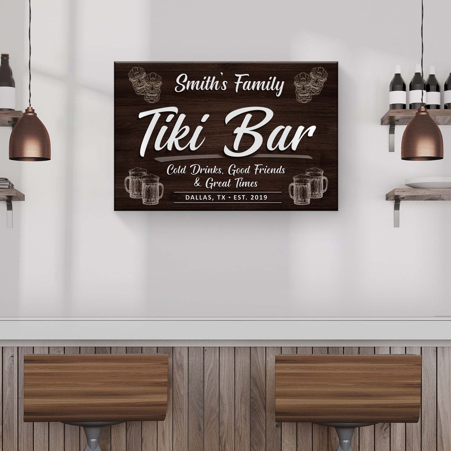 Tiki Bar Canvas Wall Art Sign