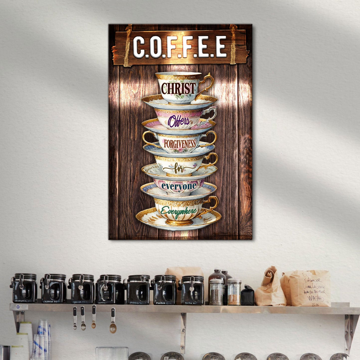 C.O.F.F.E.E Faith Sign Canvas Wall Art VIII