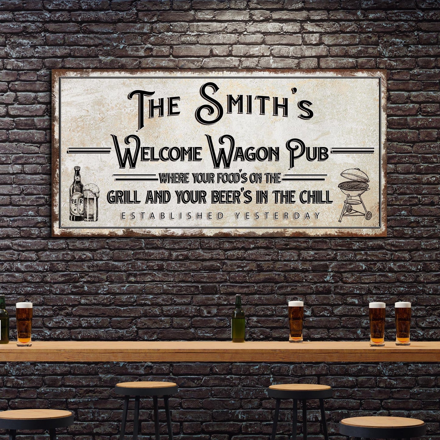 Welcome Wagon Pub Your Beer's In The Chill Canvas Sign
