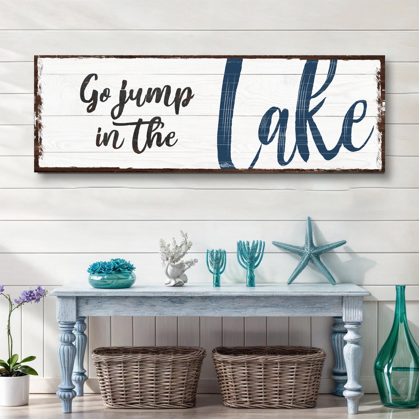 Go Jump in the Lake Canvas Wall Art Sign
