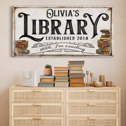 Shhh I'm Reading Library Canvas Sign