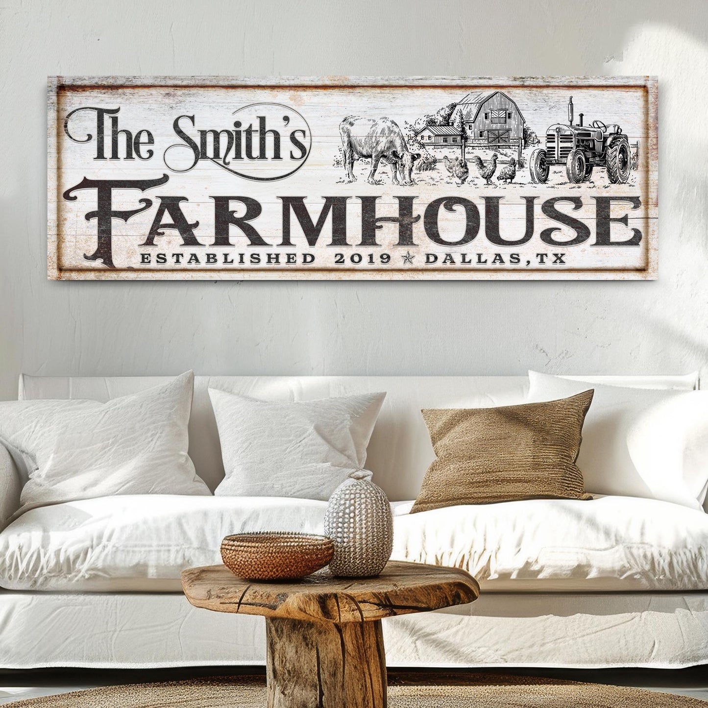 Vintage rust farmhouse vertical canvas sign II with antique lettering