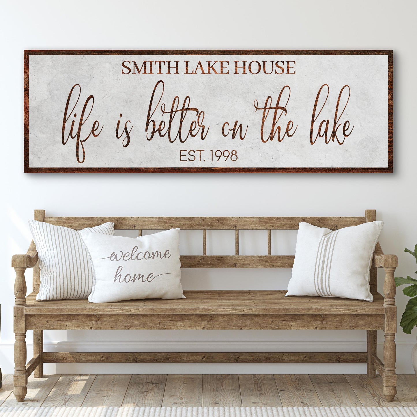 Life Is Better on the Lake vertical canvas wall art with casual lake life typography